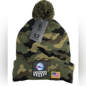 NBA Ultra Game Philadelphia 76ers Green Black Camouflage Winter Beanie NWT